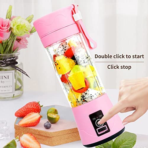 HUPLA Portable USB Rechargeable Juicer Blender 380ml | 6 Stainless Steel Blade Mini Fruit Blender with 1200mAh Battery for Smoothies, Shakes & Juices