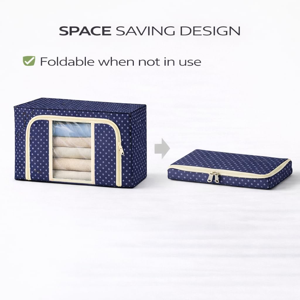 44L Foldable Clothes Storage Bag with Transparent Window – Large Capacity Wardrobe Organizer for Blankets, Bedding, Clothes & Home Storage