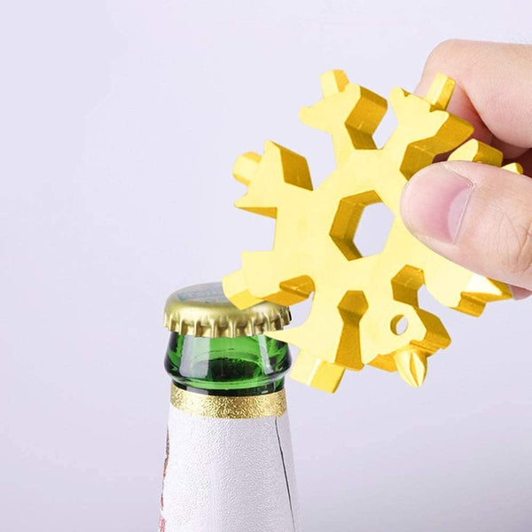 HUPLA Snowflake Multi-Tool Keychain | Compact Multipurpose Pocket Tool with Wrench & Screwdriver Functions