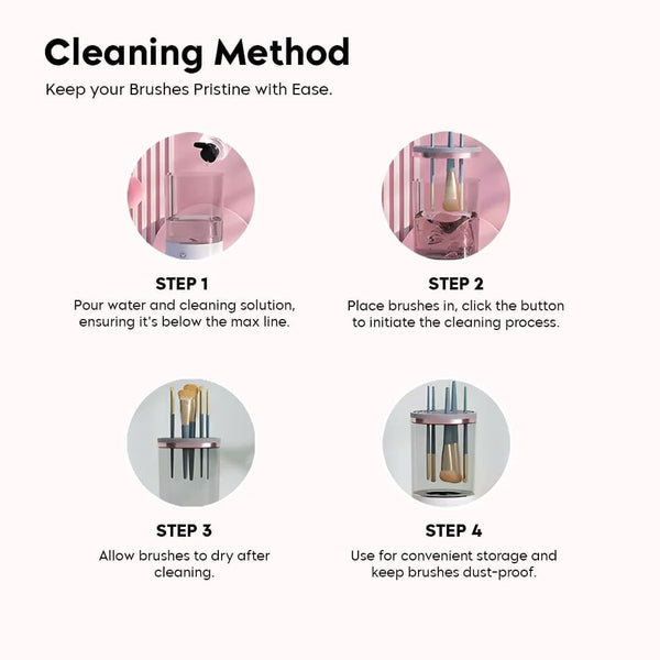 Electric Makeup Brush Cleaner & Washer – Automatic Cosmetic Brush Cleaning Machine with Water Cleaning Bowl
