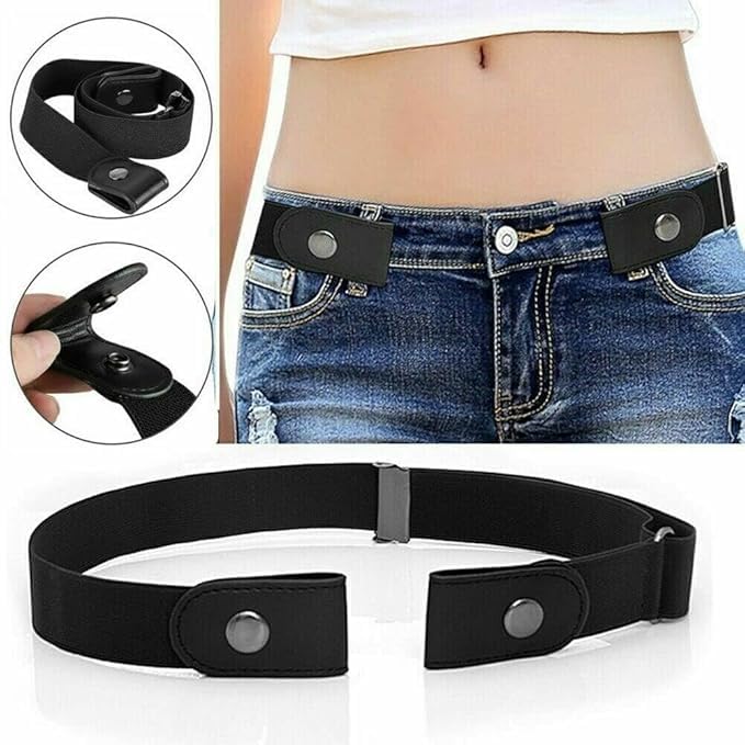No-Sew Jeans Waist Adjuster Belt – Adjustable Elastic Waistband Extender for Jeans, Pants & Trousers