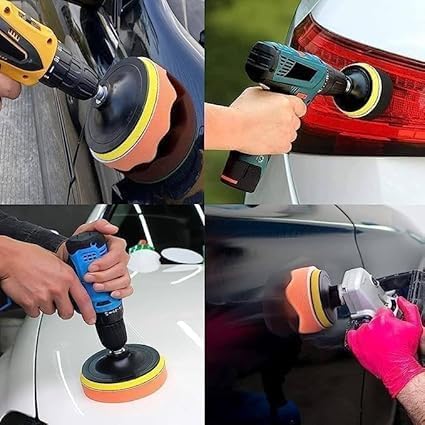 Car Polishing & Buffing Sponge Pads Kit with Drill Backing Plate & Adapter