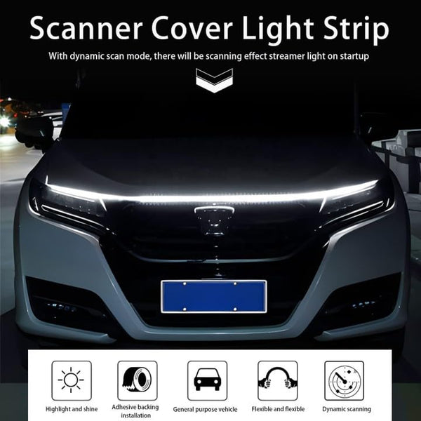 Car Front Grille LED Light Bar – Stylish Blue Illuminated DRL Strip for Automotive Exterior Styling