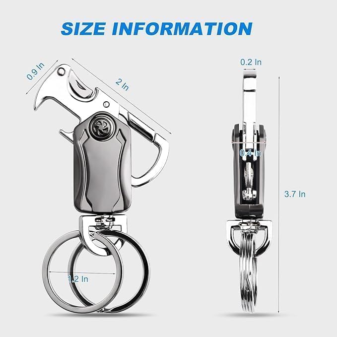 Multi-Function Metal Keychain Bottle Opener with Double Key Rings & Carabiner – Portable Key Holder | 1 Pc