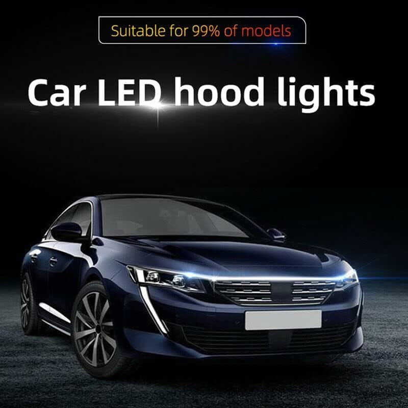 Car Front Grille LED Light Bar – Stylish Blue Illuminated DRL Strip for Automotive Exterior Styling