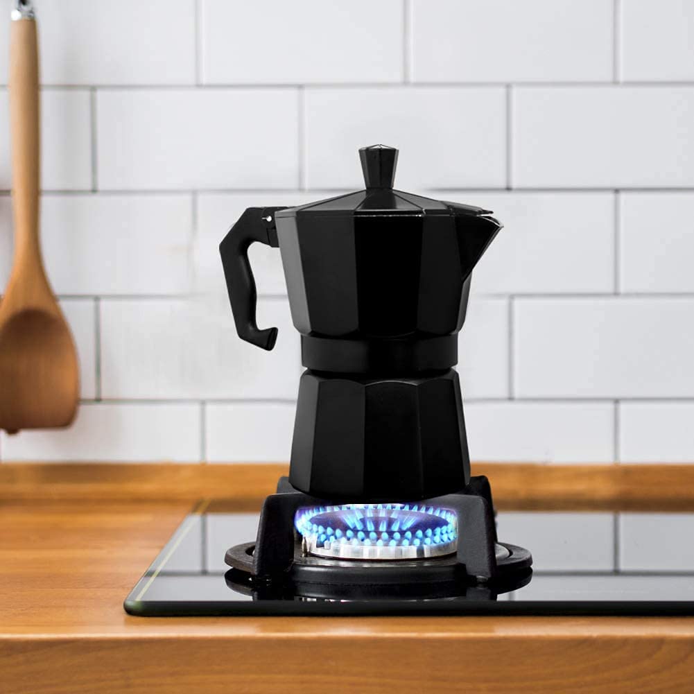 HUPLA Stovetop Espresso Coffee Maker | Classic Moka Pot for Rich Coffee Brewing | Black