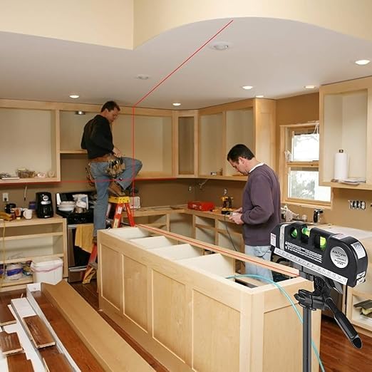 HUPLA 4-in-1 Multipurpose Laser Level Tool | Laser Line, Bubble Level, Measuring Tape & Ruler for Home, DIY & Installation