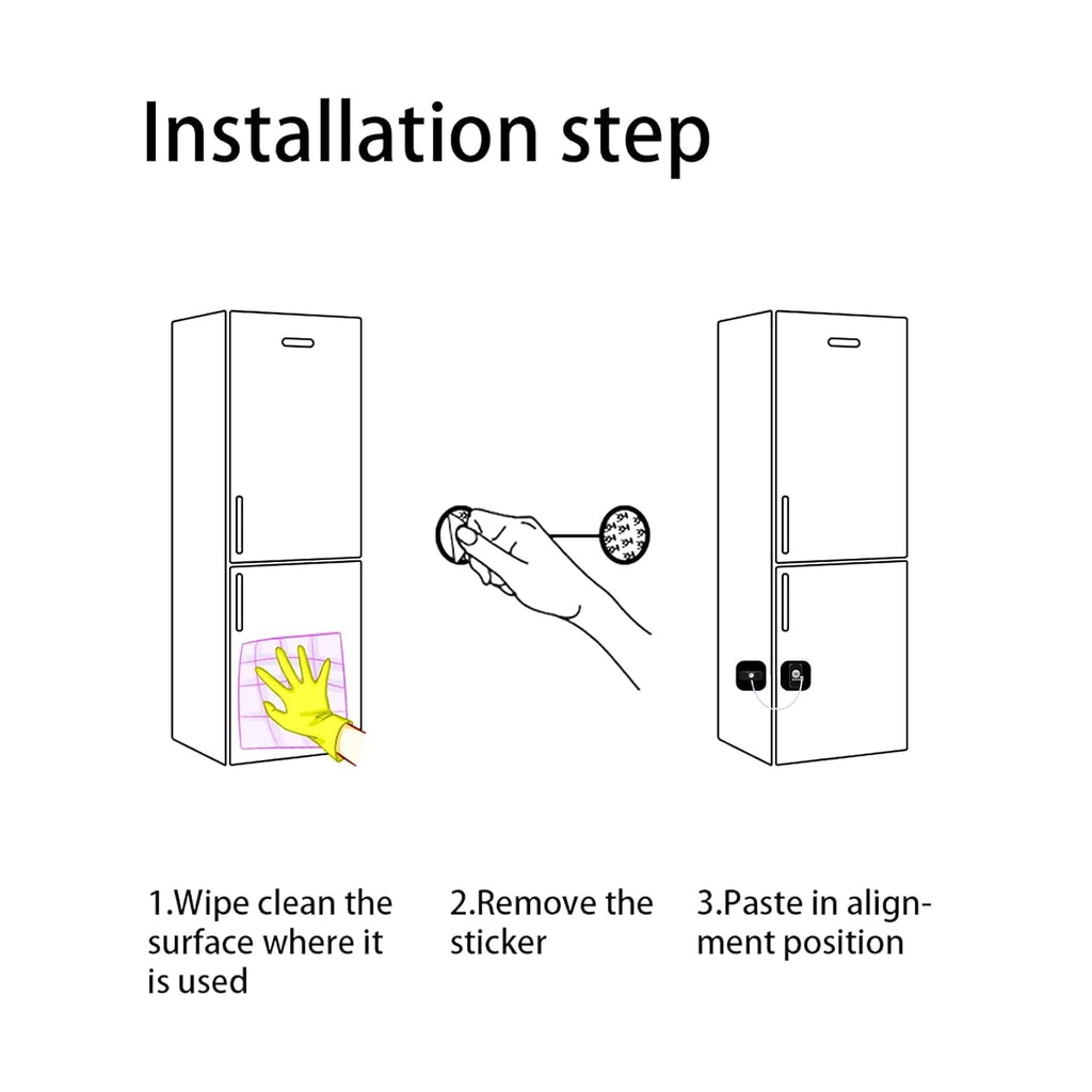 HUPLA Refrigerator Door Lock with Key | Adhesive Fridge Safety Lock with Stainless Steel Cable | No-Drill Security Lock for Refrigerator, Freezer, Cabinet & Drawer – Black