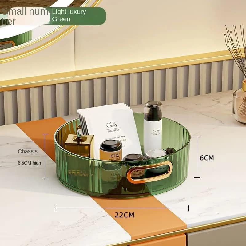 Round Cosmetic & Makeup Organizer Tray with Handles – Elegant Transparent Vanity Storage Tray for Skincare, Perfume & Beauty Essentials