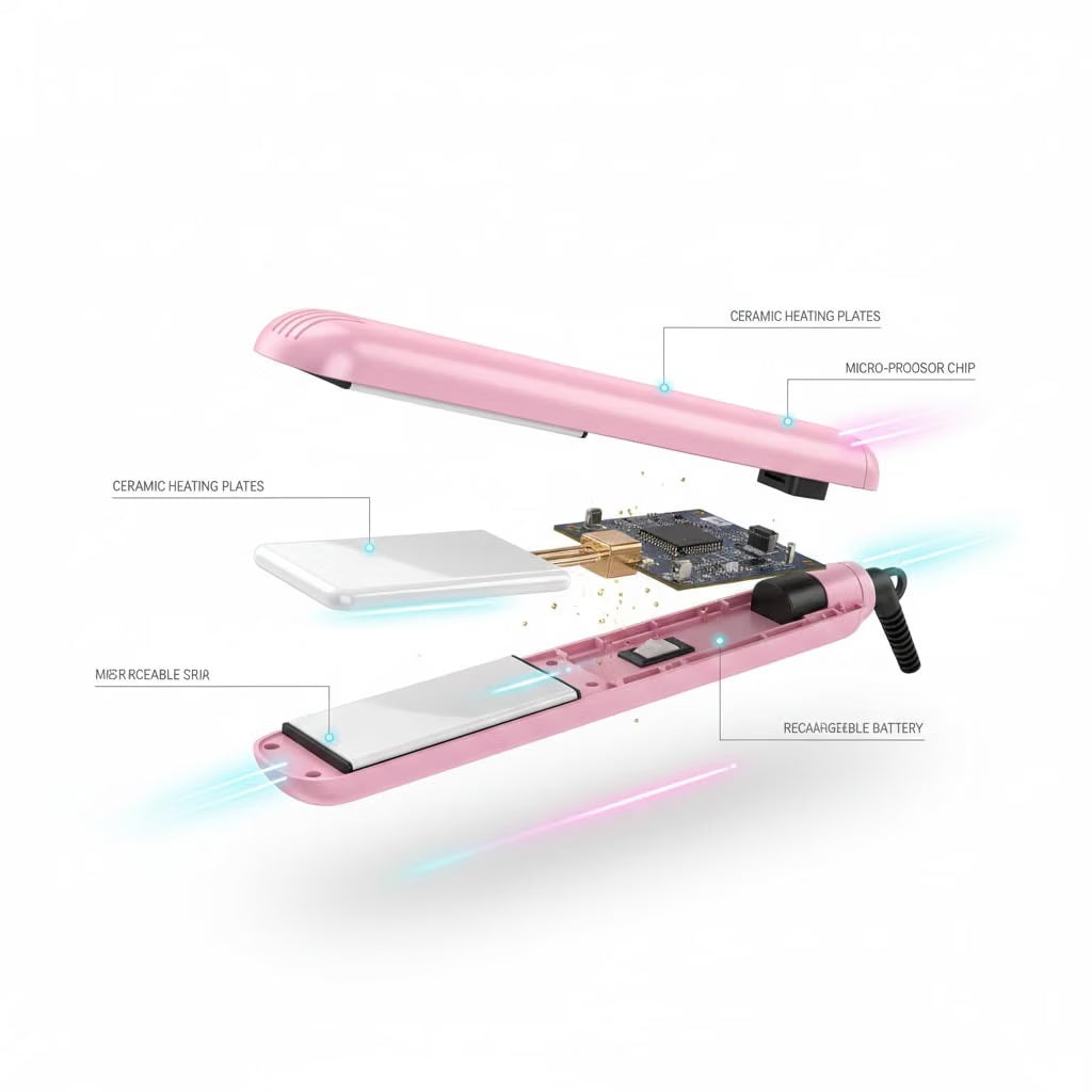 Mini Hair Straightener for Women – Compact Electric Hair Straightening & Styling Iron with Ceramic Plates