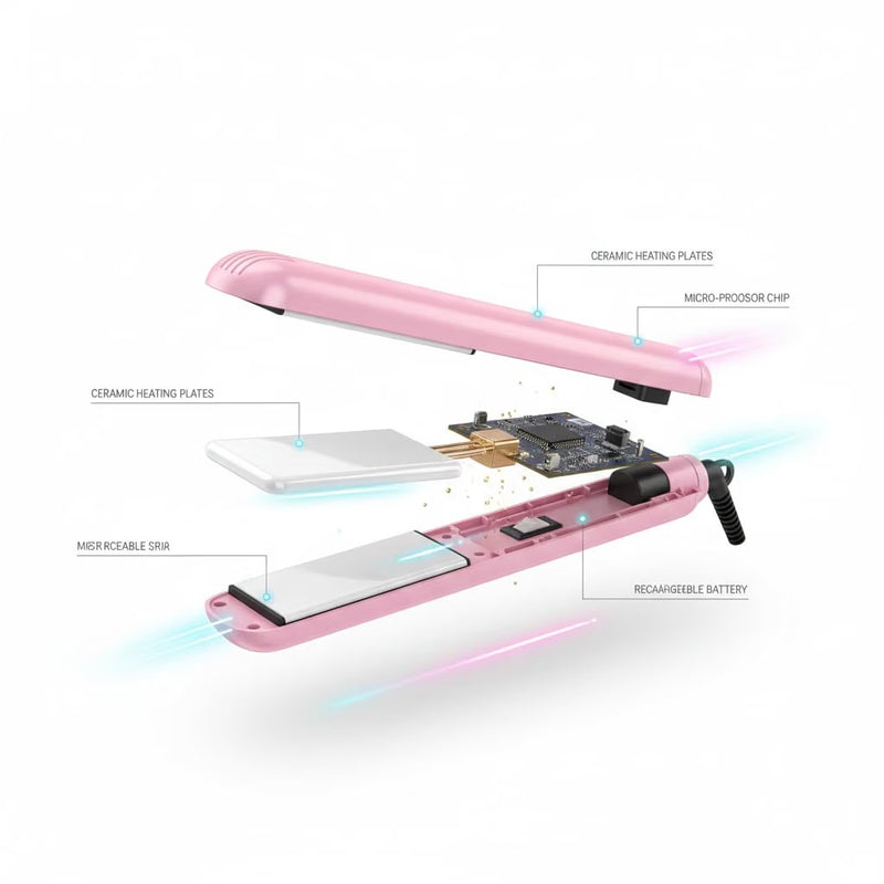 Mini Hair Straightener for Women – Compact Electric Hair Straightening & Styling Iron with Ceramic Plates