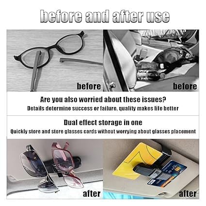 HUPLA Car Sun Visor Sunglasses Holder – 2-in-1 Glasses & Card Clip for Car