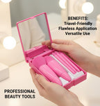 Portable Mini Makeup Brush Set with Mirror | Soft Cosmetic Brushes Kit for Foundation, Blush & Eye Makeup