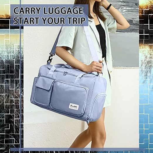 Large Travel Duffle Bag with Shoe & Front Pockets – Convertible Hand Carry & Shoulder Bag for Travel, Gym & Weekend Trips
