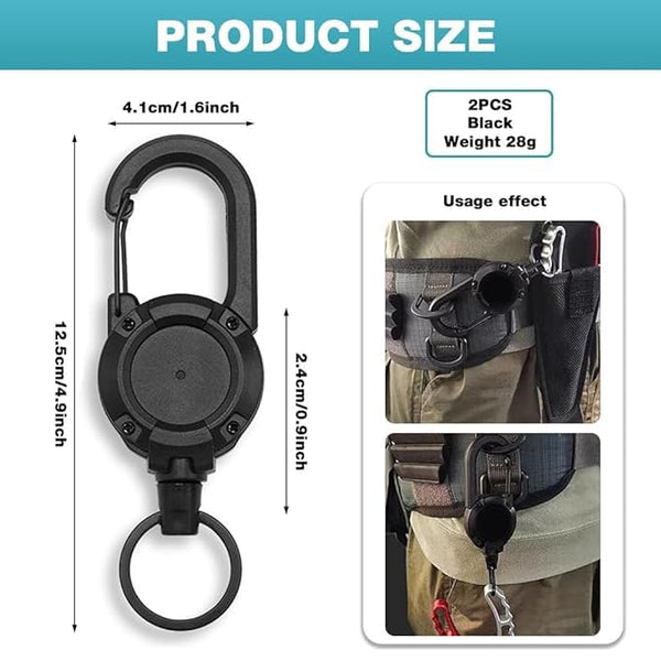 HUPLA Retractable Keychain with Carabiner | Pull-Out Key Holder with Retractable Wire & Key Ring – 1 Pc
