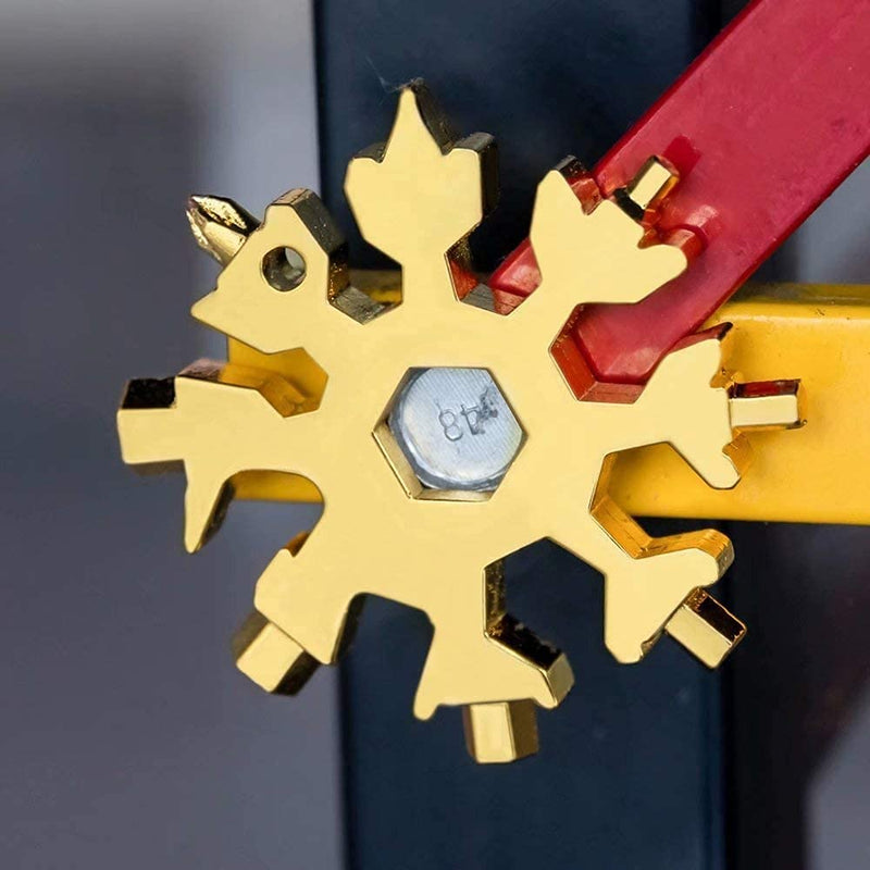 HUPLA Snowflake Multi-Tool Keychain | Compact Multipurpose Pocket Tool with Wrench & Screwdriver Functions