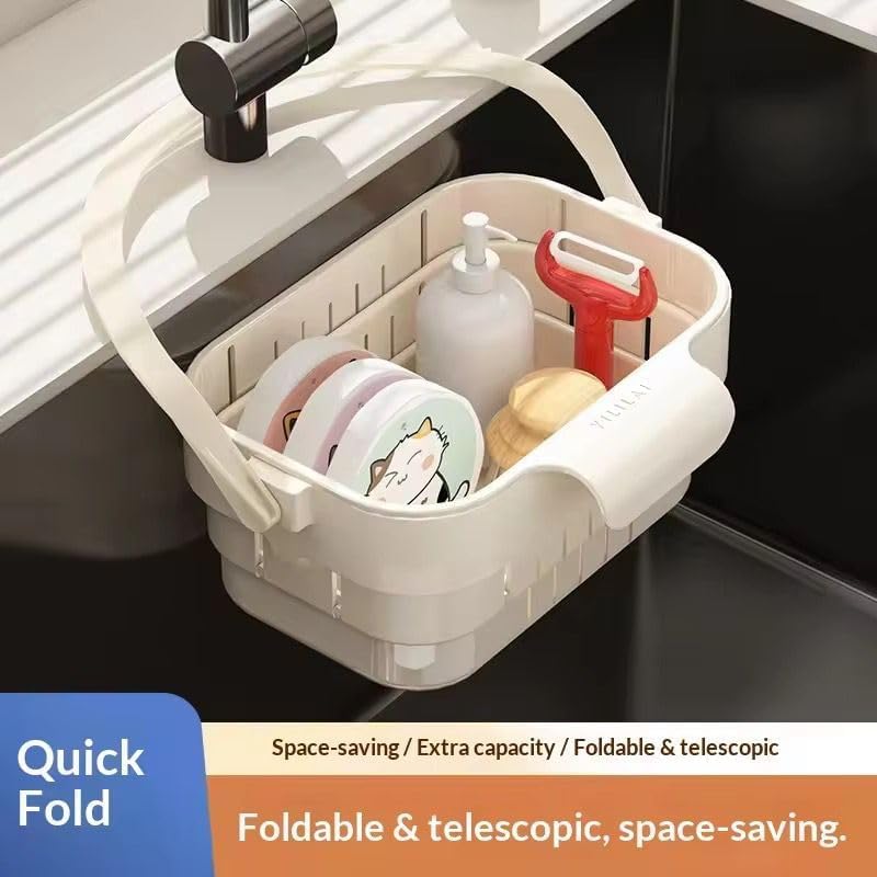 HUPLA Multipurpose Plastic Storage Basket with Carry Handle | Portable Ventilated Organizer Basket for Bathroom, Kitchen, Toiletries & Household Essentials | 1 Pc