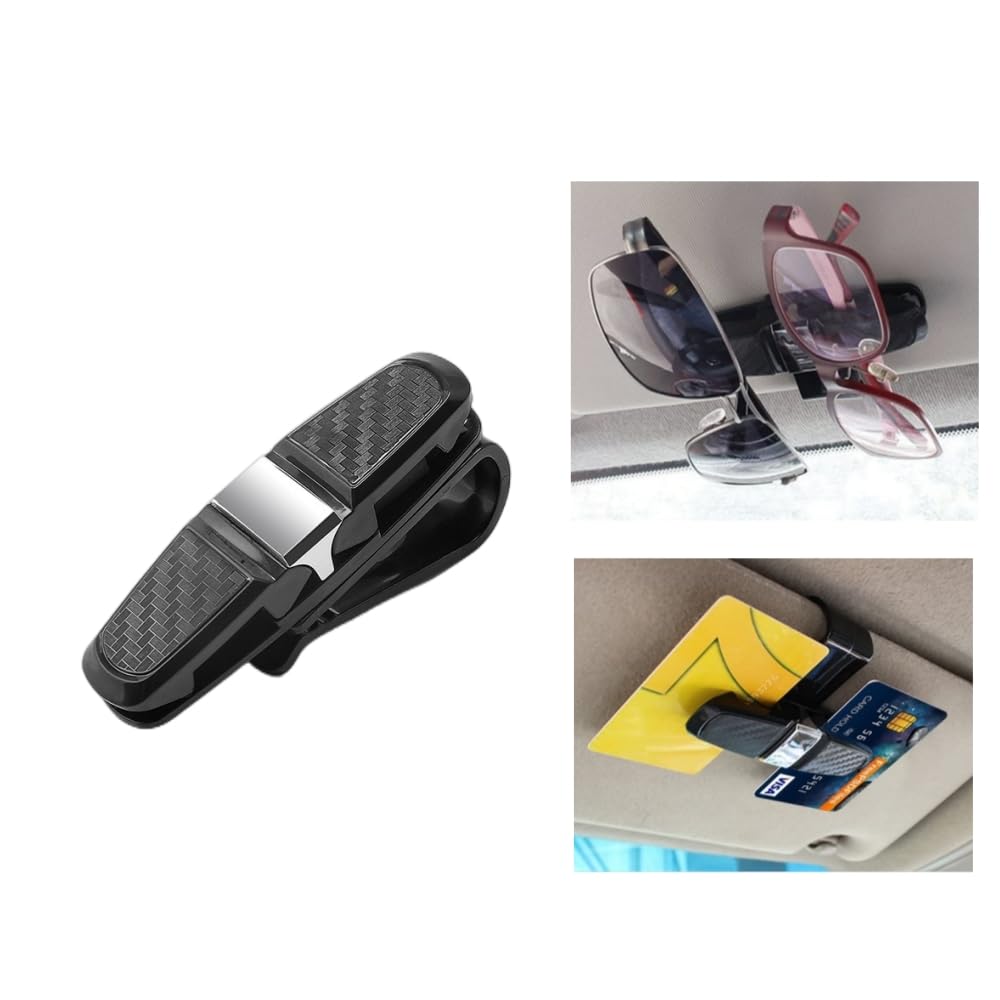 HUPLA Car Sun Visor Sunglasses Holder – 2-in-1 Glasses & Card Clip for Car