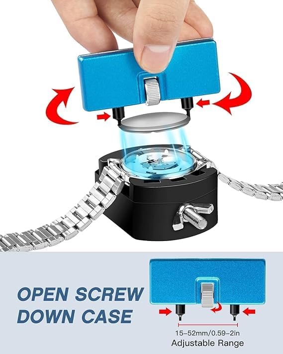 HUPLA Professional Watch Repair Tool Kit | Watch Battery Replacement, Strap Adjustment & Link Removal Tools | Watchmaker Maintenance Kit with Case Opener, Tweezers & Screwdrivers