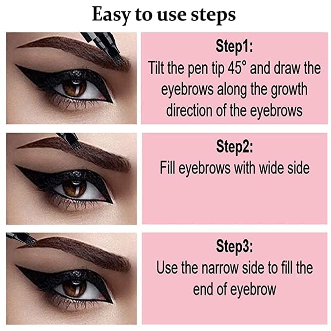 4-Tip Eyebrow Pen – Microblading Effect Brow Contouring Pen for Natural-Looking Eyebrow Definition