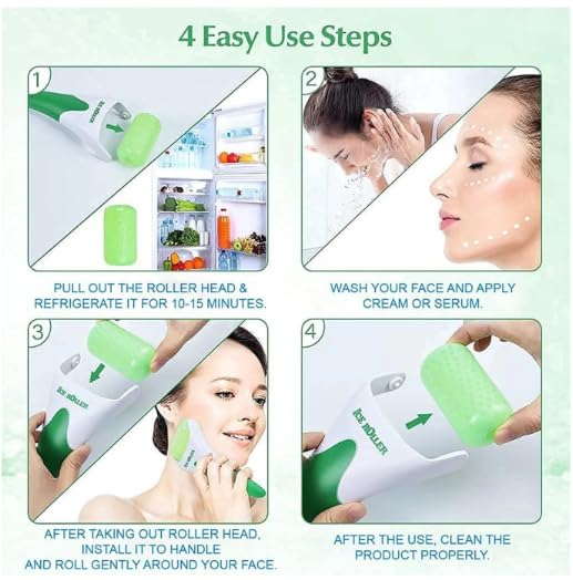 Ice Roller for Face & Skin – Reusable Facial Cooling Roller for Puffiness, Skincare & Refreshing Massage