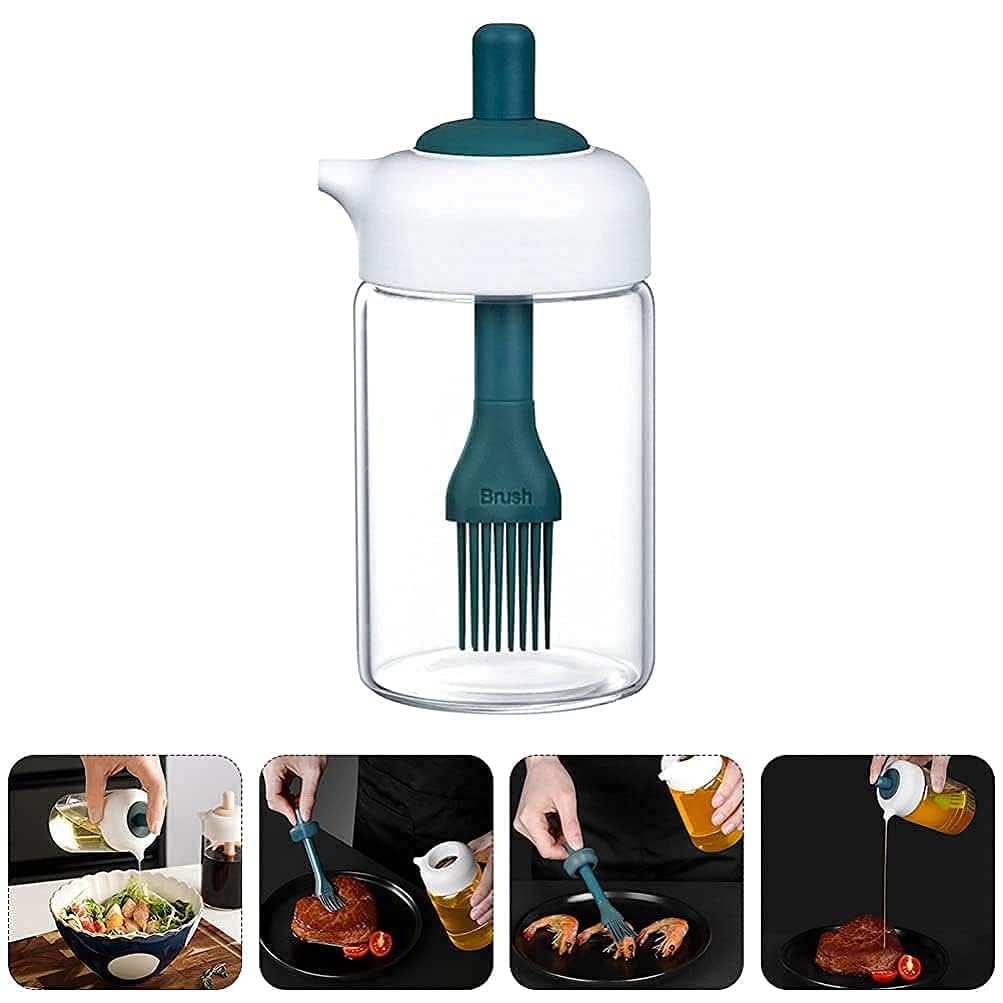 HUPLA Cooking Oil Dispenser Bottle with Silicone Basting Brush | Refillable Oil Brush Container for Cooking, BBQ, Baking & Kitchen Use – 1 Pc