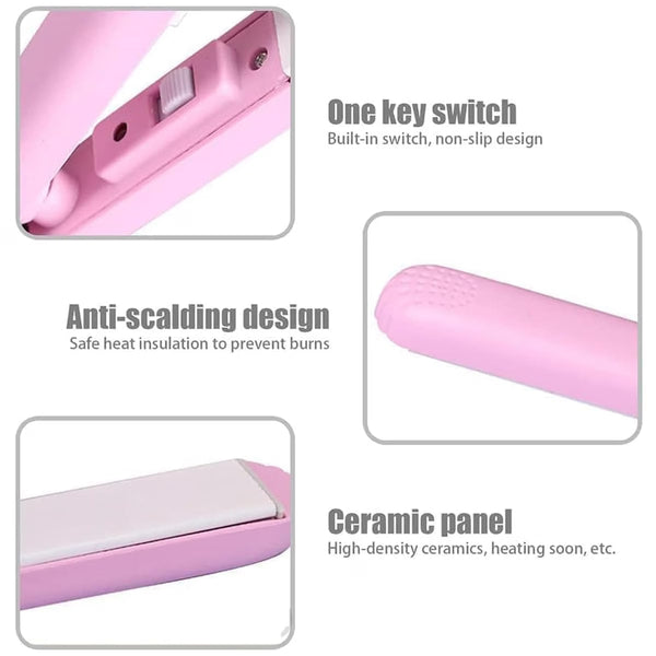 Mini Hair Straightener for Women – Compact Electric Hair Straightening & Styling Iron with Ceramic Plates