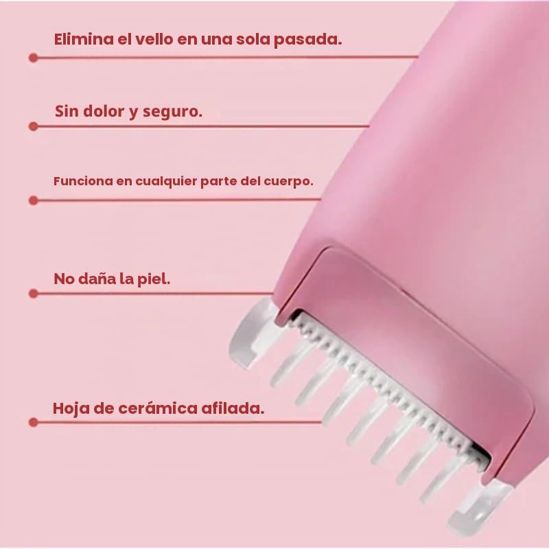 HUPLA 2-in-1 Rechargeable Women's Electric Shaver & Hair Trimmer | Dual-Head Body Hair Remover with Type-C Charging for Arms, Legs & Body Grooming – Rose Gold