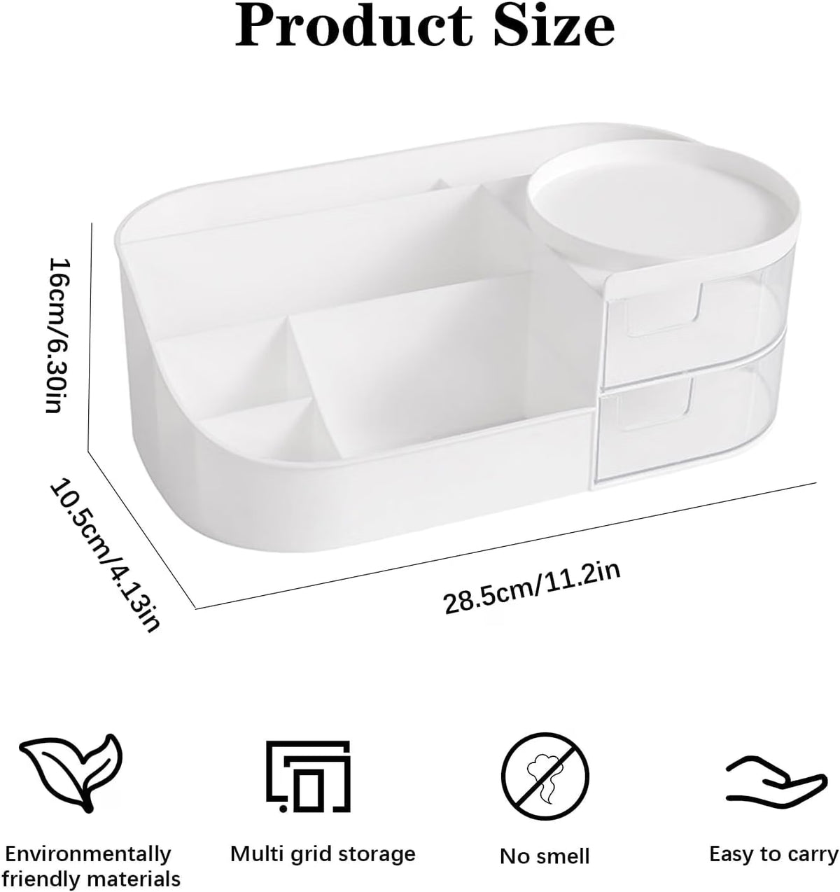 Multi-Compartment Makeup & Cosmetic Organizer with Drawers – Vanity Storage Box for Skincare, Makeup & Beauty Essentials