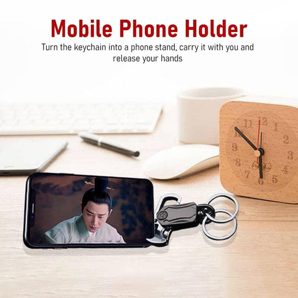Multi-Function Metal Keychain Bottle Opener with Double Key Rings & Carabiner – Portable Key Holder | 1 Pc