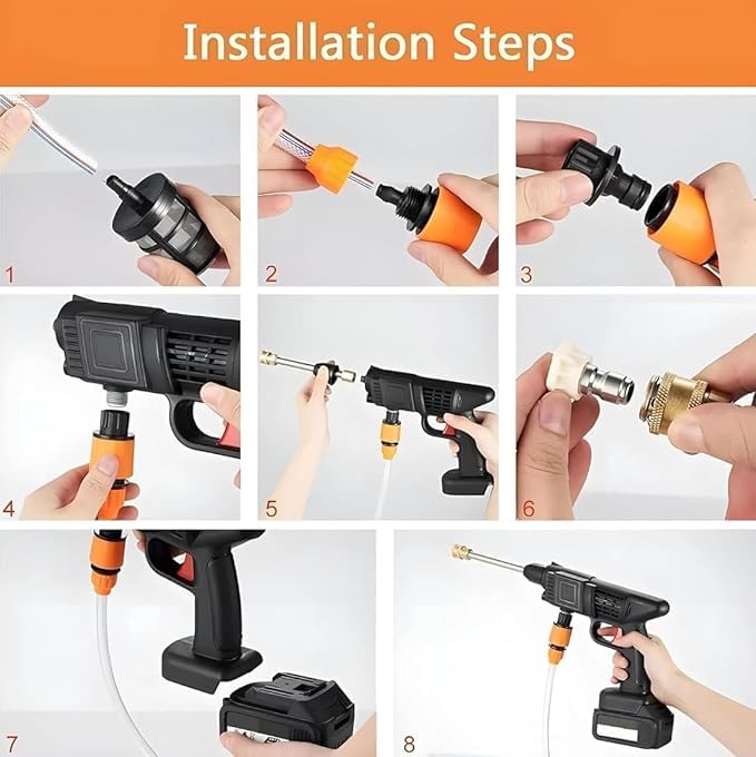 HUPLA Cordless Car Pressure Washer | Rechargeable Portable Water Spray Gun with Extension Rod for Car, Bike & Home Cleaning