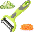 HUPLA 3-in-1 Vegetable Peeler & Julienne Slicer | Multifunction Stainless Steel Blade Peeler for Potato, Carrot, Cucumber & Vegetables | Ergonomic Kitchen Tool – Green