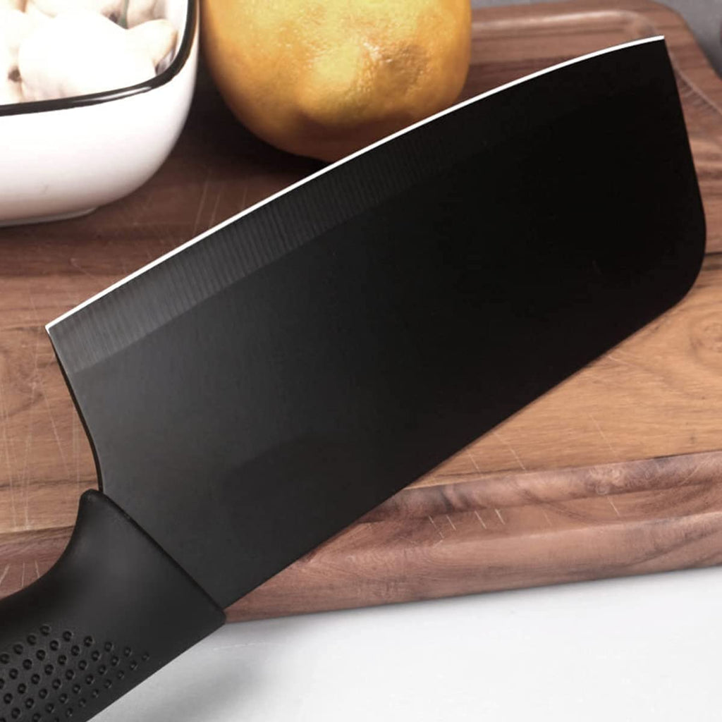 HUPLA 3-Piece Stainless Steel Kitchen Knife Set | Black Coated Cleaver, Chef Knife & Paring Knife with Ergonomic Non-Slip Handles | Multipurpose Vegetable, Fruit & Meat Cutting Knives