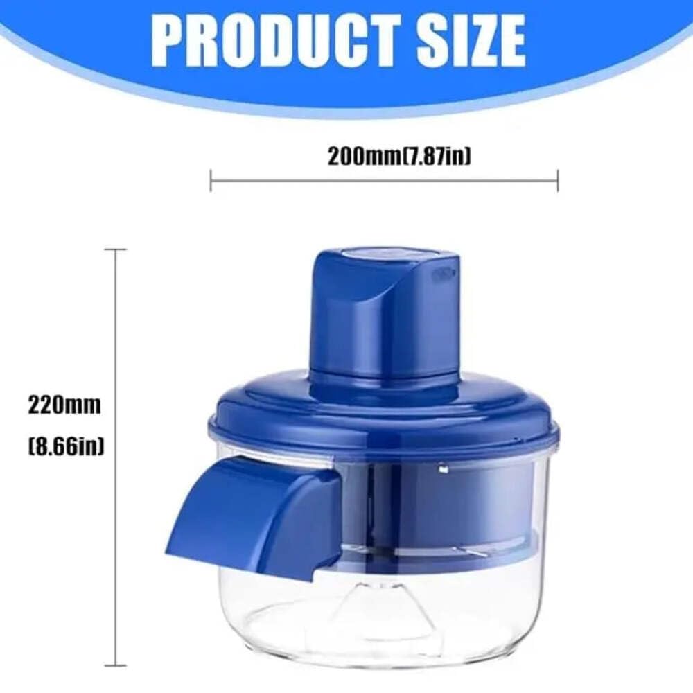 HUPLA Manual Fruit & Vegetable Chopper with Transparent Container | Hand-Operated Food Cutter for Grapes, Cherry Tomatoes & Small Vegetables | Compact Kitchen Gadget – Blue