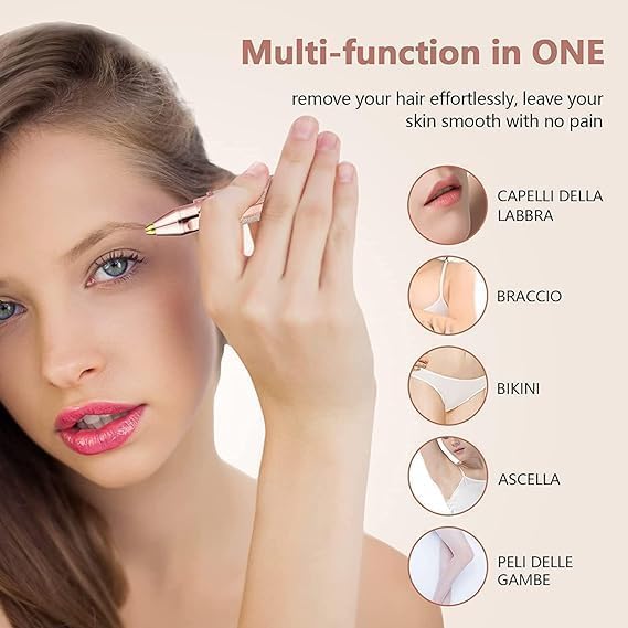 HUPLA 2-in-1 Rechargeable Hair Remover for Women | Eyebrow, Facial & Body Trimmer | Painless Electric Razor with USB Charging & Precision Heads