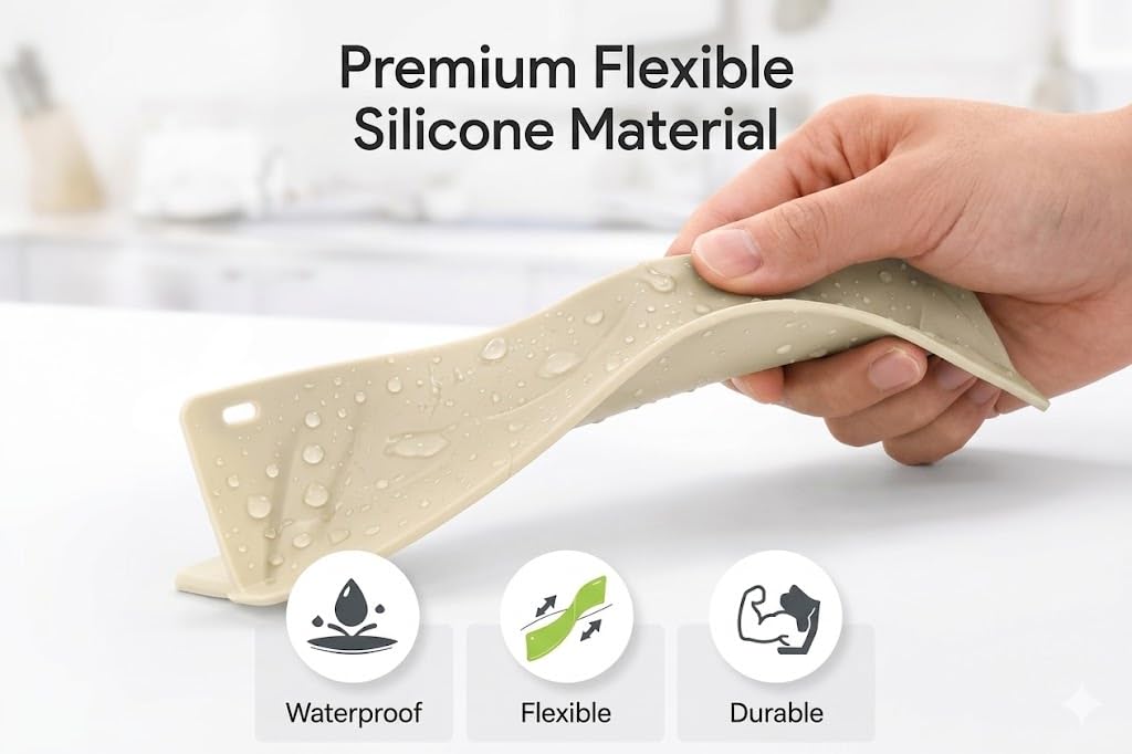 HUPLA Kitchen Sink Water Splash Guard | Long Countertop Water Splash Barrier for Sink & Washbasin | Kitchen Water Spillage Protector – Cream