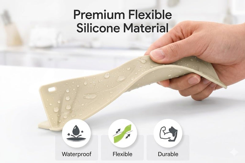 HUPLA Kitchen Sink Water Splash Guard | Long Countertop Water Splash Barrier for Sink & Washbasin | Kitchen Water Spillage Protector – Cream