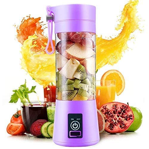HUPLA Portable USB Rechargeable Juicer Blender 380ml | 6 Stainless Steel Blade Mini Fruit Blender with 1200mAh Battery for Smoothies, Shakes & Juices