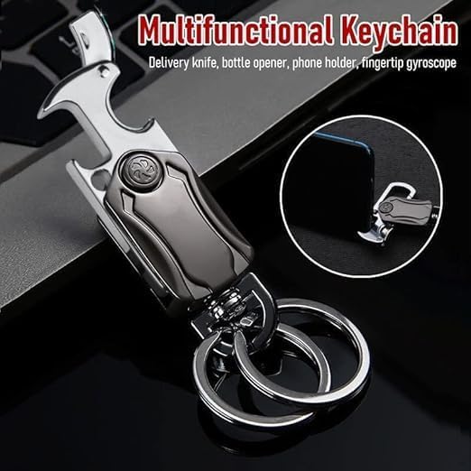 Multi-Function Metal Keychain Bottle Opener with Double Key Rings & Carabiner – Portable Key Holder | 1 Pc