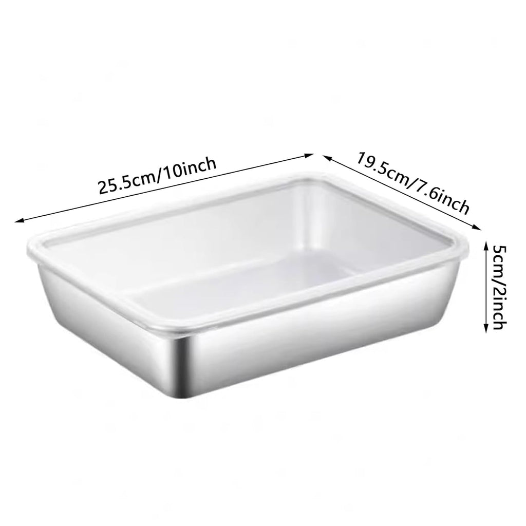HUPLA Rectangular Stainless Steel Food Storage Container with Transparent Lid | Reusable Kitchen Storage Box for Salads, Fruits, Meals & Leftovers | Multipurpose Food Container – Silver