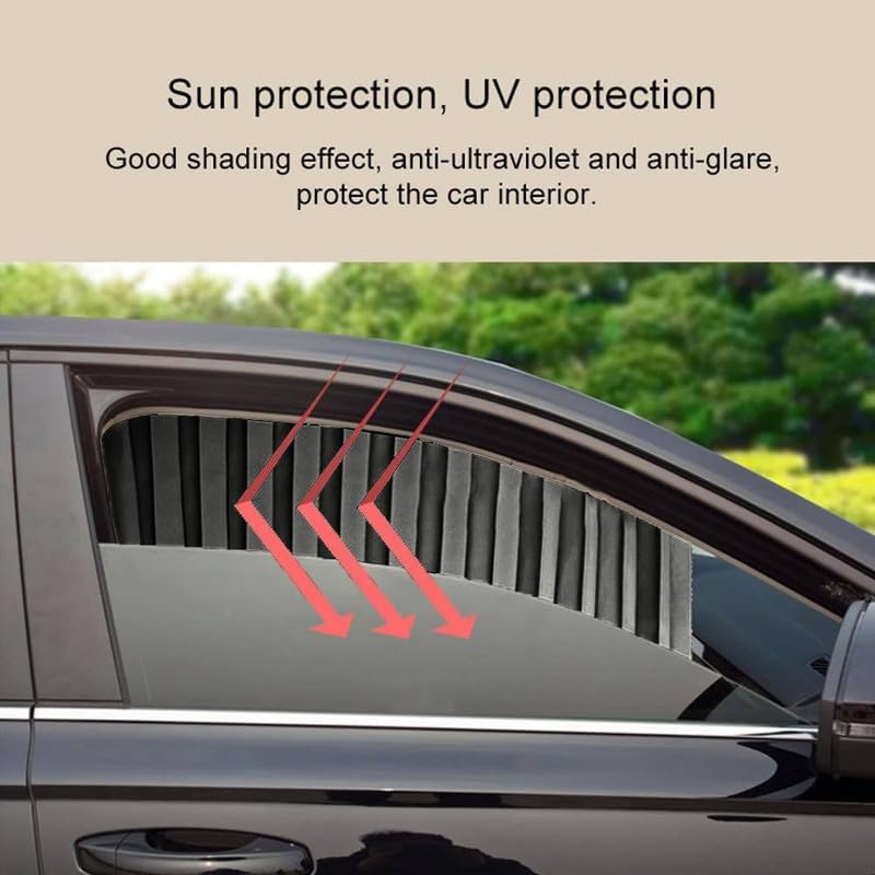 HUPLA Car Window Sun Shade Curtains | Pleated Privacy & Sun Protection Shades for Side Windows – 4 Pcs Set