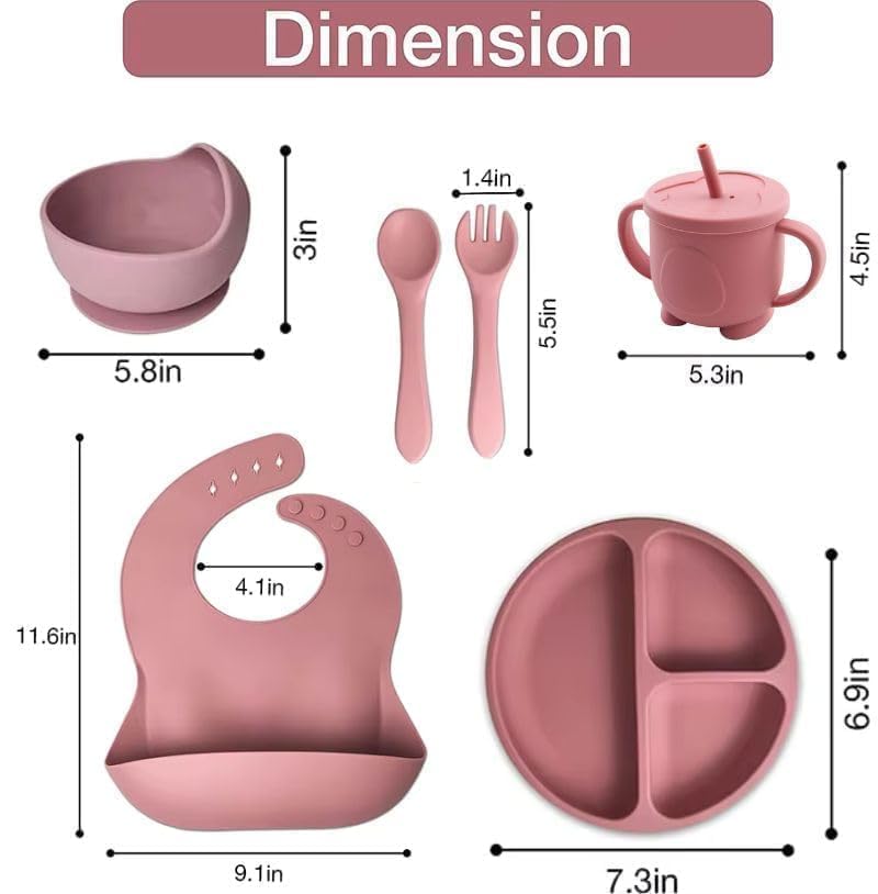 HUPLA Silicone Baby Feeding Bib with Food Catcher Pocket | Adjustable Waterproof Baby Bib with 4 Button Closures | Soft, Reusable & Easy to Clean Bib for Infants and Toddlers – Pink