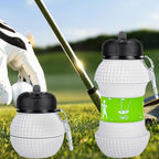 HUPLA Golf Ball Design Sports Water Bottle with Carabiner Clip | Portable Reusable Drinking Bottle with Textured Golf Ball Pattern for Golf, Gym, Travel & Outdoor Activities – White & Green