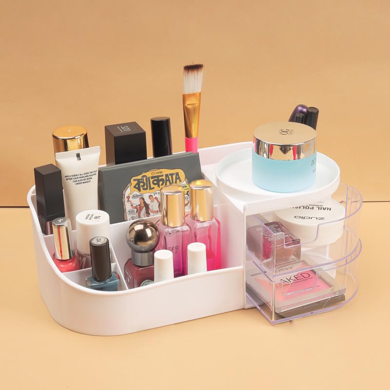 Multi-Compartment Makeup & Cosmetic Organizer with Drawers – Vanity Storage Box for Skincare, Makeup & Beauty Essentials
