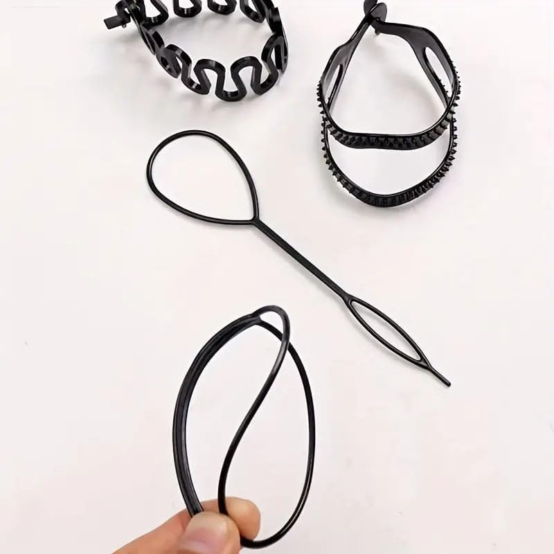 6-Piece Hair Styling Tool Set for Women – Hair Bun Maker, Hair Loop Tool, Sectioning Tool & Styling Comb