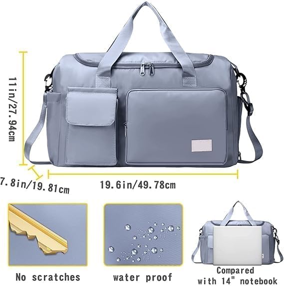 Large Travel Duffle Bag with Shoe & Front Pockets – Convertible Hand Carry & Shoulder Bag for Travel, Gym & Weekend Trips