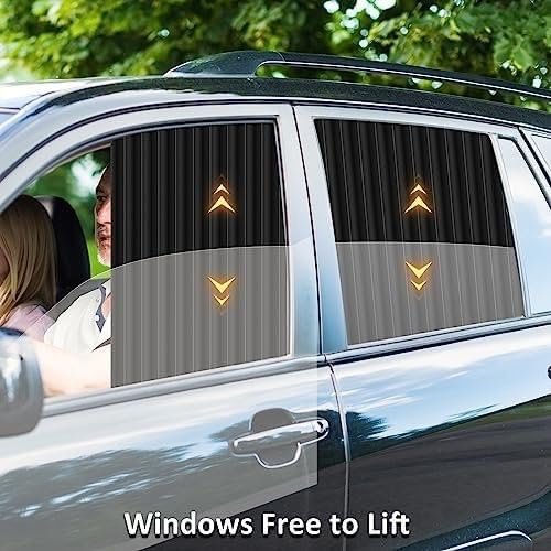 HUPLA Car Window Sun Shade Curtains | Pleated Privacy & Sun Protection Shades for Side Windows – 4 Pcs Set
