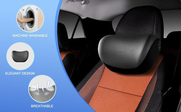 Car Neck Pillow for Headrest – Ergonomic Neck Support Cushion for Comfortable Driving, Black/Grey