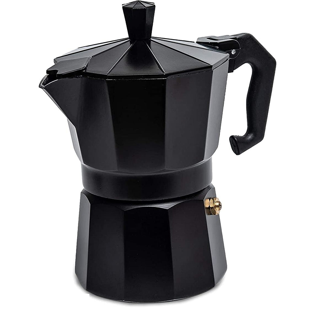 HUPLA Stovetop Espresso Coffee Maker | Classic Moka Pot for Rich Coffee Brewing | Black