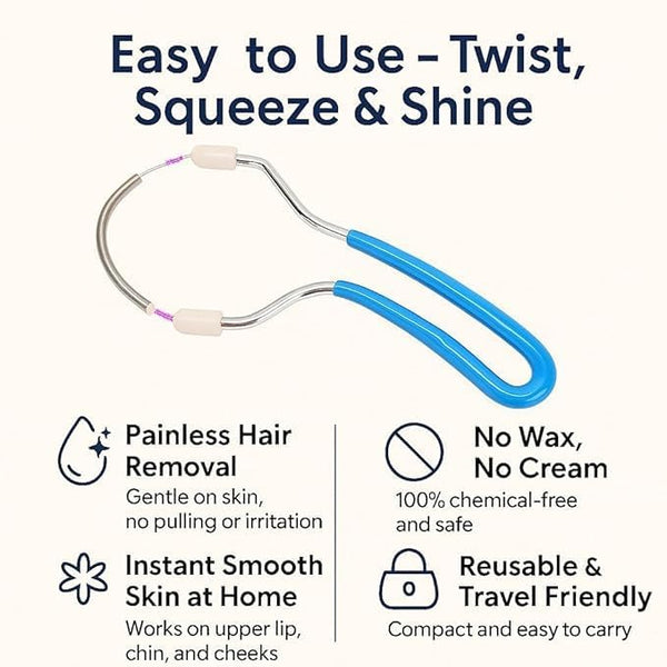 Portable Spring Facial Hair Remover for Women – Manual Face Hair Removal Tool for Upper Lip, Chin & Cheeks Portable Spring Facial Hair Remover for Women | HUPLA